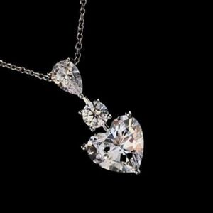 The 2 ct Heart Cut Pendant 14K White Gold Finish in 925